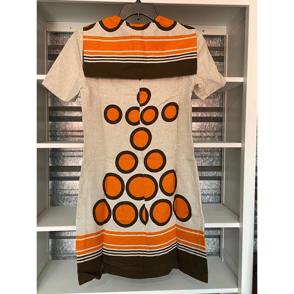 RARE Greek Designer  ΔΡΑΓΩΝΑΣ Late 70s Linen Mod Dress - Picture 5 of 6